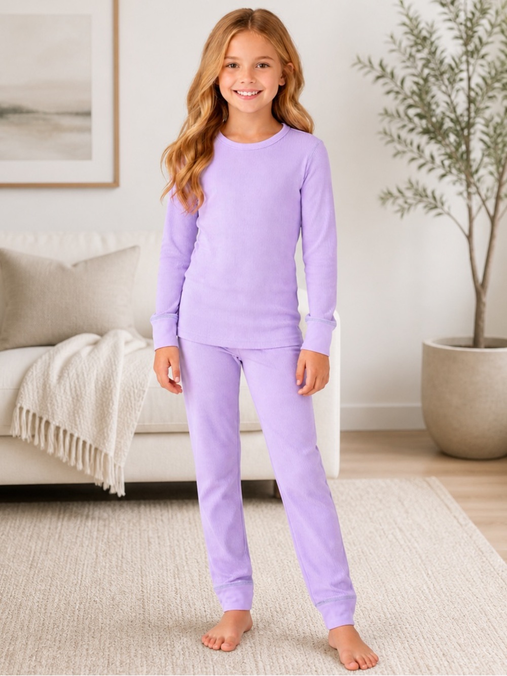 LIKE NEW Girls Athletic Works Thermal Pajama Set XL Size 14/16